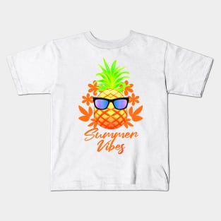 Summer Vibes Cool Tropical Pineapple Kids T-Shirt